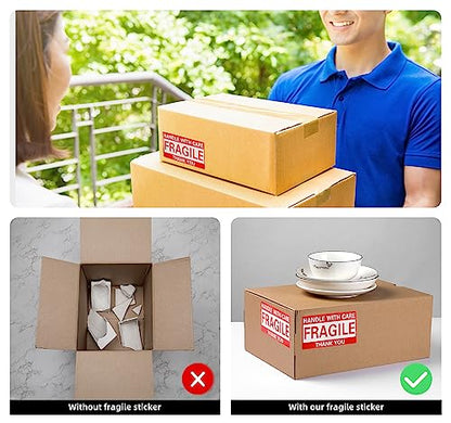 3 x 5 Inch Fragile Stickers Handle with Care 500 Permanent Adhesive Fragile Stickers for Shipping Moving Glass Commercial Grade Fragile Labels (1 Roll, 500 Labels) - size: 3" x 5", style: 1 Roll - 500 PCS