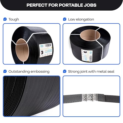 IDL Packaging 1/2" x 7200' Polypropylene (PP) Strapping Roll, USA-Made - size: 1/2" x 7200' (8x8" Core), 600 lbs BS