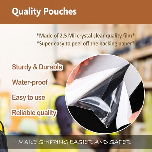 BEUYI 2.5 Mil Premium 7"x10" Clear Adhesive Shipping Label Pouches, Packing List Envelopes, Sturdy Plastic Shipping Documents Sleeves/Protector (100 Pack) - size: 100 Pack