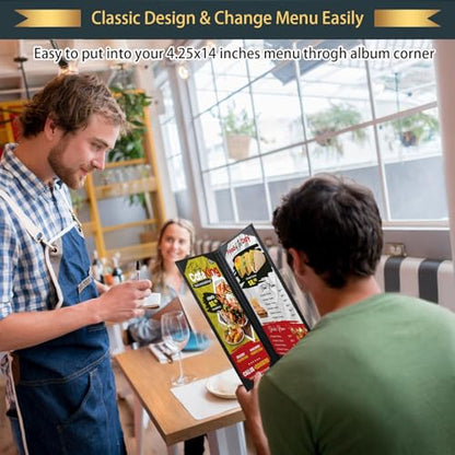 Leather Menu Holder Water Proof Dinner Menu Cover Holder for Restaurant,Hotel,Bar,Cocktails Menu Covers 4.25 x 14 Inch 2 Views,1 Pack - size: 4.25x14 inches/2 views/ 1pack