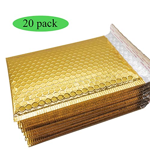 HOSL Metallic Padded Bubble Mailers shipping envelopes (Gold, 20Pack 6.25"(W) x 9"(L) (Inner)) - color: Gold, size: 6.25x9" (Inner)