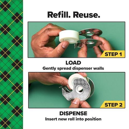 Scotch Magic Stainless Steel Dispenser with 2 Rolls Tape, 3/4 in x 600 in (19 mm x 15.2 m)