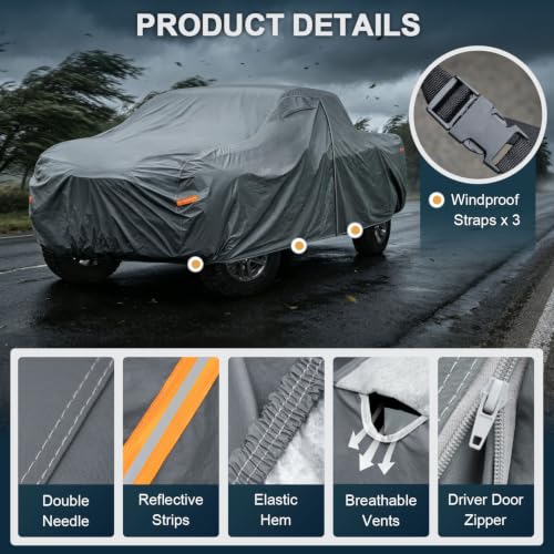 GUNHYI 16 Layers Truck Cover Waterproof All Weather. See Truck Size Chart - color: 4 Truck Cover, size: 4 Truck M+ - Max Length to 215",Max Cab to 158"