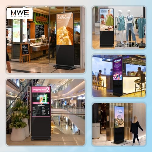 MWE 37 Inch Indoor Digital Signage Display Kiosk LCD Standing Commercial Poster Multimedia Advertising Display Totem with USB/HDMI/WiFi - color: Black, size: 37 inch, style: NonTouch-Screen