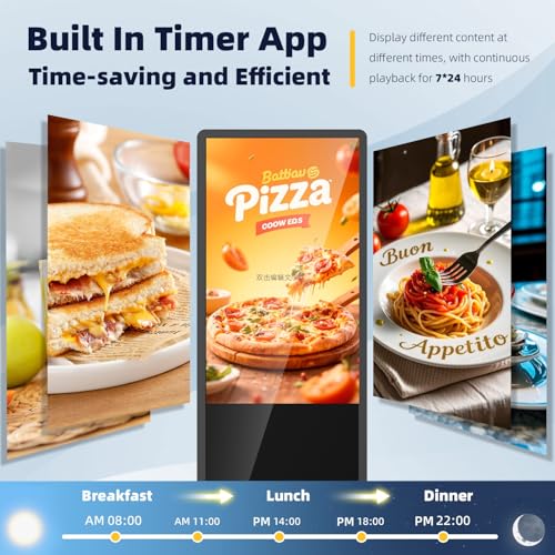4K LCD Touchscreen Digital Signage Display, Indoor Floor Standing Advertising Kiosk, Commercial Digital Signage Player, HDMI WiFi Bluetooth Input Auto AD Player (49" NonTOUCH) - size: 49" NonTOUCH