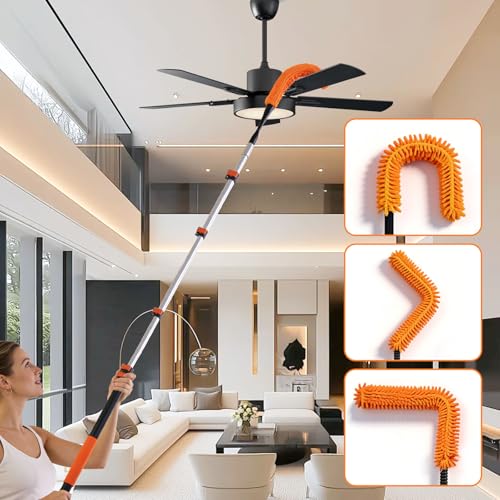 18FT Reach Duster Kit, Dual Lock for Ceiling Fan & Window Cleaning - size: 3-12FT