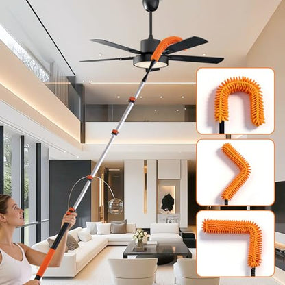 18FT Reach Duster Kit, Dual Lock for Ceiling Fan & Window Cleaning - size: 3-12FT