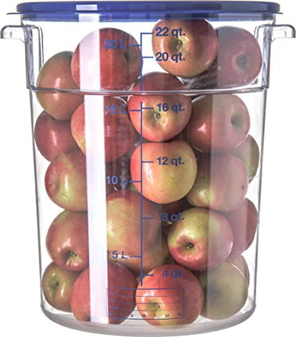 Carlisle FoodService Products Storplus Round Food Storage Container with Stackable Design for Catering, Buffets, Restaurants, Polycarbonate (Pc), 22 Quart, Clear