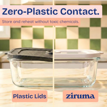 Non-Toxic Glass Food Containers with Lids, 2-Pack, 50 oz, Airtight, Gray - color: Gray, size: 50 Oz