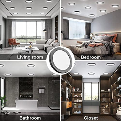 ETL 7 inch Small LED Flush Mount Ceiling Light Dimmable,5000K Daylight Ultra Slim Round Flat Panel Ceiling Light Fixture,Modern Ceiling Lamp for Closet,Kitchen,Bathroom 1 Pack Black - color: Black, size: 7 inch-1 Pack
