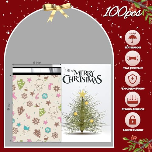 Christmas Poly Mailer 6x9 Inch 100 Pcs, Christmas Elements - color: Christmas Elements, size: 6x9 Inch 100Pcs