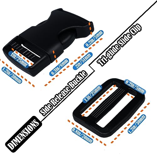 1 Inch Buckles Kit, 6 Buckles for Backpack Fanny Pack Belt Dog Collars. - color: 1 Inch Buckles