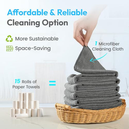 Microfiber Cleaning Cloth, Gray, 24 Pack - color: Gray
