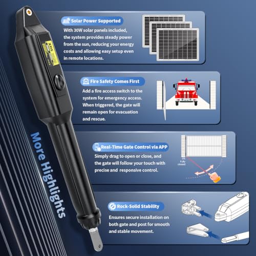 TOPENS XD551S Smart Solar Single Swing Gate Opener Medium Duty - size: 660lbs+Solar