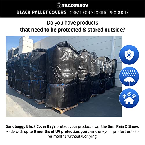 Sandbaggy Black Pallet Covers | Made in USA | Tarp Fits Large Pallets Up to 55" x 55" x 75" | Built w/ 6 Months UV Protection | Heavy Duty 1.5 Mil Thick Plastic (Pack of 250, 1.5 Mil Thick) - size: 1.5 Mil Thick