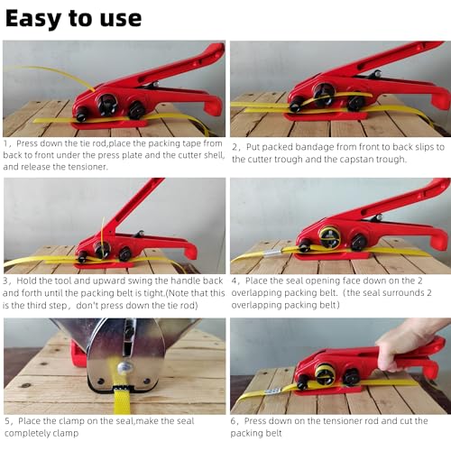 Poly Banding Strapping Kit with 1000ft PET Strap and 100 Buckles - color: 5kg kit(red)