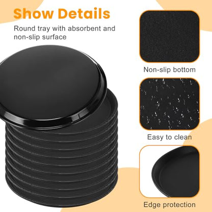 12 Pcs Black Restaurant Serving Trays Bulk, Round Tray, 14 Inch - size: 14 Inch
