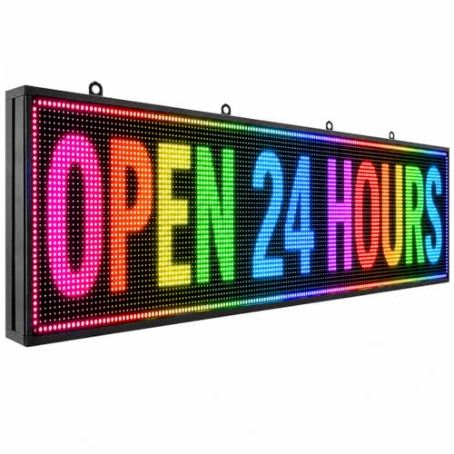 P10 Outdoor LED Message Board 77"x14" - WiFi Programmable Scrolling Text Display, High Brightness Business Sign with SMD Technology for Store Front - size: P10 77"x14"