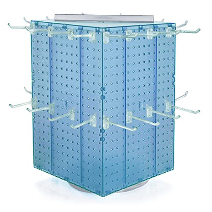 Azar Displays 701414-BLU-4C32 Rotating Countertop Display Kit with Peg Hooks Included, 14 Inches Wide x 14 Inches Deep x 20 Inches High, Pegboard Spinner Organizer, Blue - color: Blue, style: Pegboard + Hooks