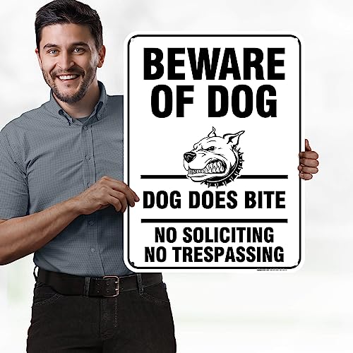 Beware of Dog, Dog Does Bite No Soliciting No Trespassing Sign, 18x24 - size: 18x24 - Polyethylene