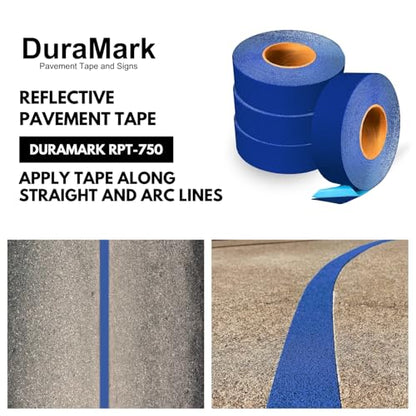 DuraMark RPT-750 Reflective Pavement Marking Tape, Blue, 2 in x 36 ft Roll - color: Blue, size: 2 Inch x 36 Ft