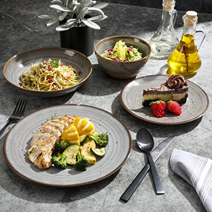Gibson Elite Dreamweaver Double Bowl Terracotta Reactive Dinnerware Set - Grey, Service for 4 (16pcs) - color: Gray (Dreamweaver)