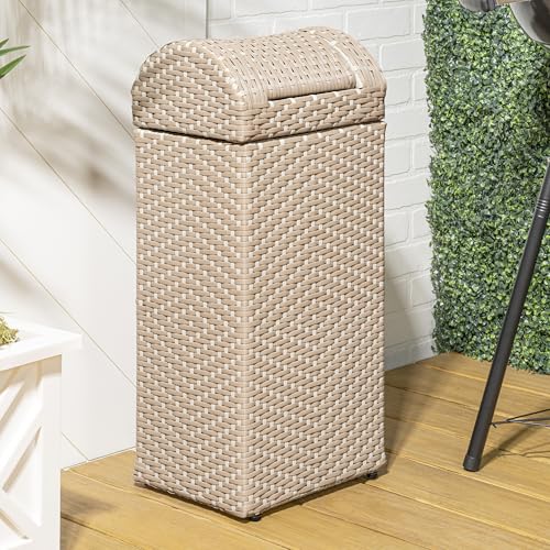 happimess Darla 13 Gal Outdoor Trash Can Swing Top, Light Pink/White - color: Light Pink/White, size: 13 Gallons