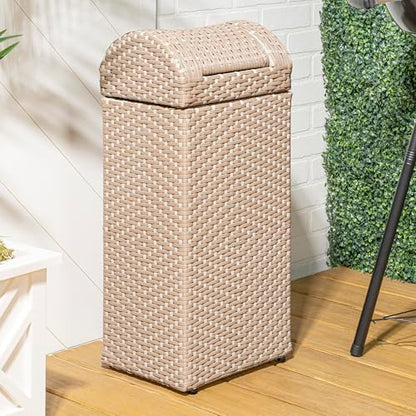happimess Darla 13 Gal Outdoor Trash Can Swing Top, Light Pink/White - color: Light Pink/White, size: 13 Gallons