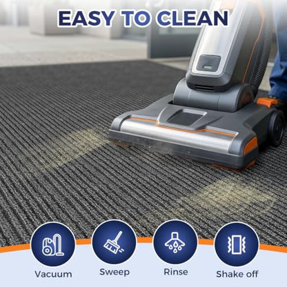 Commercial Floor Mat, 2 x 3 FT Door Mat Indoor Entrance, Rubber Floor Mat, Commercial Rug with Water & Stain Proof, Easy to Clean, Low-Profile, Heavy Duty Entrance Rug, Charcoal Grey - size: 2 x 3 Feet