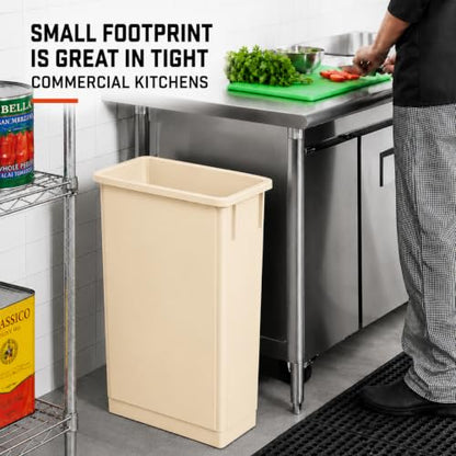 23 Gallon Slim Jim Rectangular Beige Trash Can | 3 Pack - color: Beige