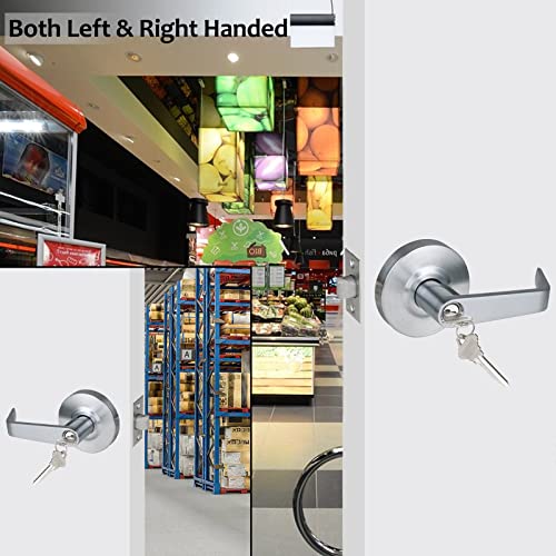 Hospital Storeroom Door Handle Lock Set with Satin Chrome 26D Finish and Heavy Duty Grade 2 Handle Lever,GRD2-74ST-1P - size: STOREROOM（2-3/4 IN Backset)