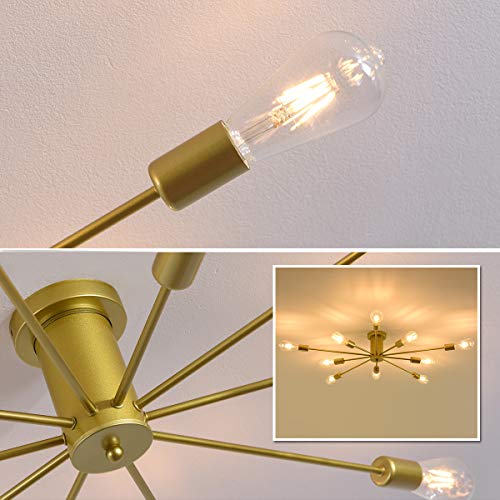 Garwarm Sputnik Ceiling Light Fixture, 10-Light Gold Semi Flush Chandelier - color: 10-Light,Gold