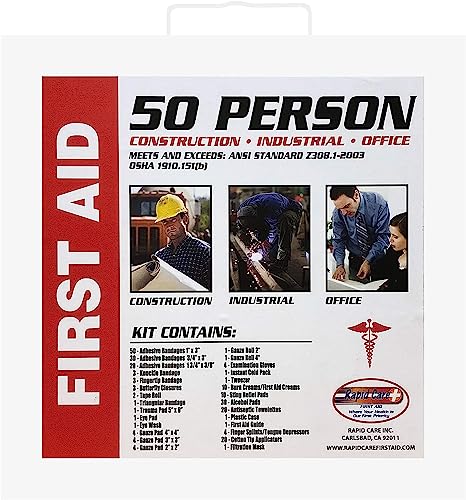 First Aid 50 Person 233 Piece ANSI/OSHA Compliant Emergency First Aid Kit in Wall Mountable Metal Case, Pack of 6