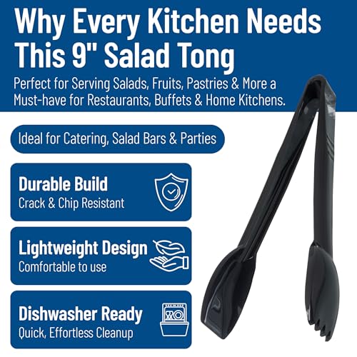 Carlisle FoodService Products CFS Carly Salad Tong, 9" Salad Tong, Black, 1 Pack - color: Black, size: 9" Salad Tong, style: 1 Pack