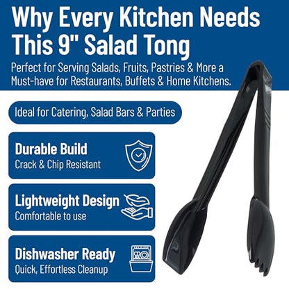 Carlisle FoodService Products CFS Carly Salad Tong, 9" Salad Tong, Black, 1 Pack - color: Black, size: 9" Salad Tong, style: 1 Pack
