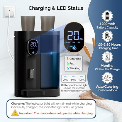 Automatic Mouthwash Dispenser for Bathroom: 20.3Oz Mouth Wash Dispensers with Magnetic Cup Holder, 4 Levels, Wall Mounted, Electric Auto Mouthwash Dispenser for Kids Adults (Black) - color: Black