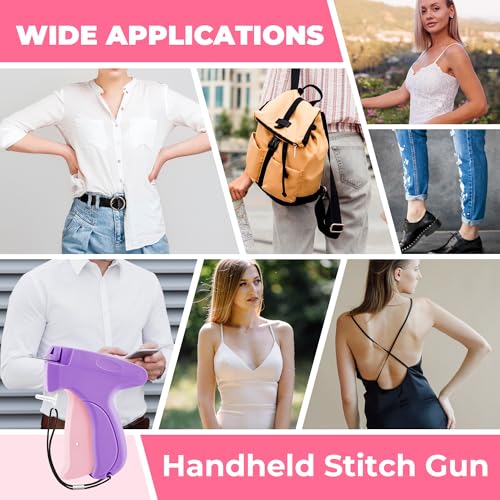 Stitch Gun for Clothes - Handheld Stitch Gun Quick Clothing Fixer - Tagging Gun - Includes 6 Needle, 1000 Black Fasteners & 1000 White Fasteners - color: PURPLE-PINK