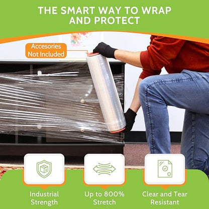 PSBM Cast Hand Plastic Stretch Wrap/Shrink Film 18" x 1000Ft 120 GA 4 Rolls - size: 18 Inch, style: 120 GA