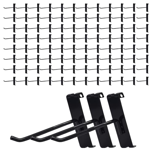 Gridwall Hooks 4 Inch, 100PC Heavy Duty Black Display Hooks for Grid Wall Panels, Grid Wall Accessory for Retail Store, Home Stroage, Garage, Trade Show - size: 4'' 100Pcs