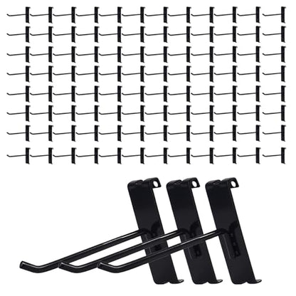 Gridwall Hooks 4 Inch, 100PC Heavy Duty Black Display Hooks for Grid Wall Panels, Grid Wall Accessory for Retail Store, Home Stroage, Garage, Trade Show - size: 4'' 100Pcs