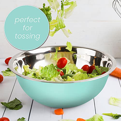 WHYSKO Stainless Steel Mixing Bowls Set, 5-Piece Meal Prep & Food Storage - color: Blue