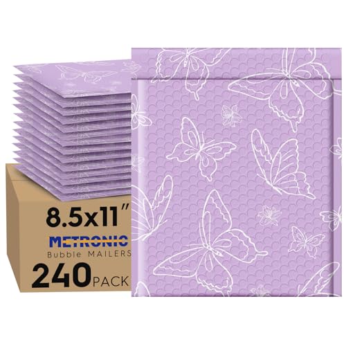 Metronic Bubble Mailers 8.5x12" 240 Pack Purple Butterfly Padded Envelopes - color: Purple Butterfly, size: 8.5x12" 240PC