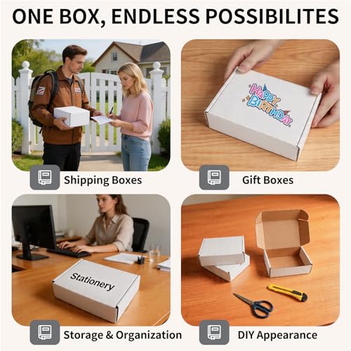 Fishat 7" x 5" x 2" White Corrugated Cardboard Shipping Boxes Set of 25 - size: 7" x 5" x 2"