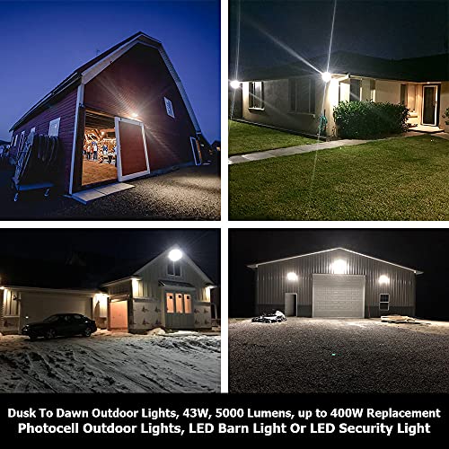 LuminaGuard 43W LED Barn Light with Arm, Silver Gray Yard Street Light