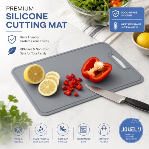 Silicone Cutting Board, 11.8 x 9 In, BPA-Free Flexible Chopping Mat (Grey) - color: Gray, size: 11.8"L x 9"W