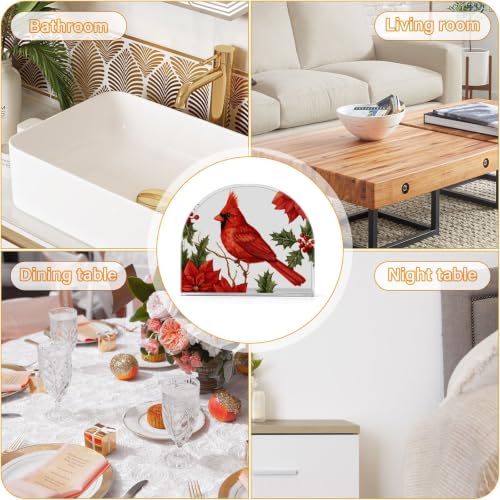 Cardinal Poinsettia Napkin Holder for Table Acrylic Tissue Dispenser - color: Cardinal Poinsettia