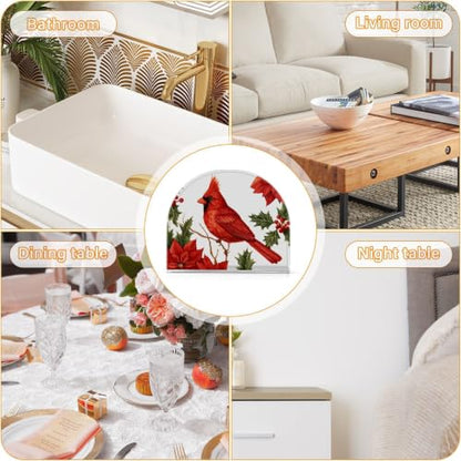 Cardinal Poinsettia Napkin Holder for Table Acrylic Tissue Dispenser - color: Cardinal Poinsettia