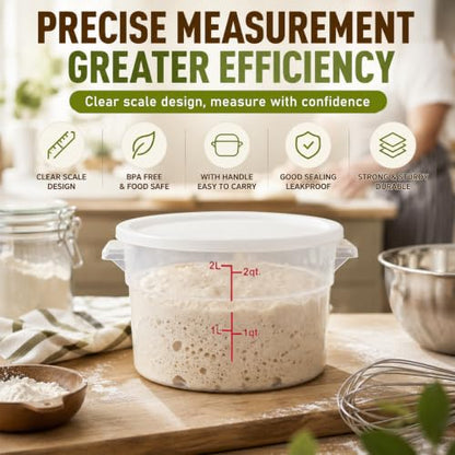 Ziliny 1 Pcs 2 Qt Translucent Dough Proofing Container with Lid, White - color: White,Translucent, size: 2 Qt