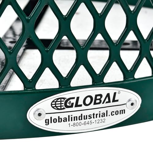 Global Industrial Outdoor Diamond Steel Trash Can with Rain Bonnet Lid and Plastic Liner, 36 Gallon Capacity, Green, Commercial Trash Can, 23-1/2" Diameter, 40-1/2"H - color: Green