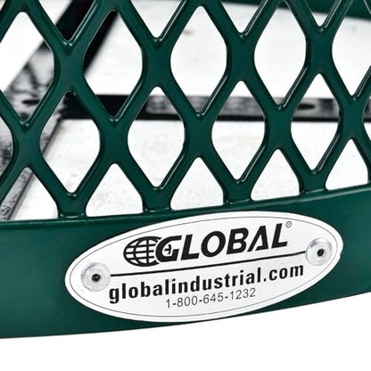 Global Industrial Outdoor Diamond Steel Trash Can with Rain Bonnet Lid and Plastic Liner, 36 Gallon Capacity, Green, Commercial Trash Can, 23-1/2" Diameter, 40-1/2"H - color: Green